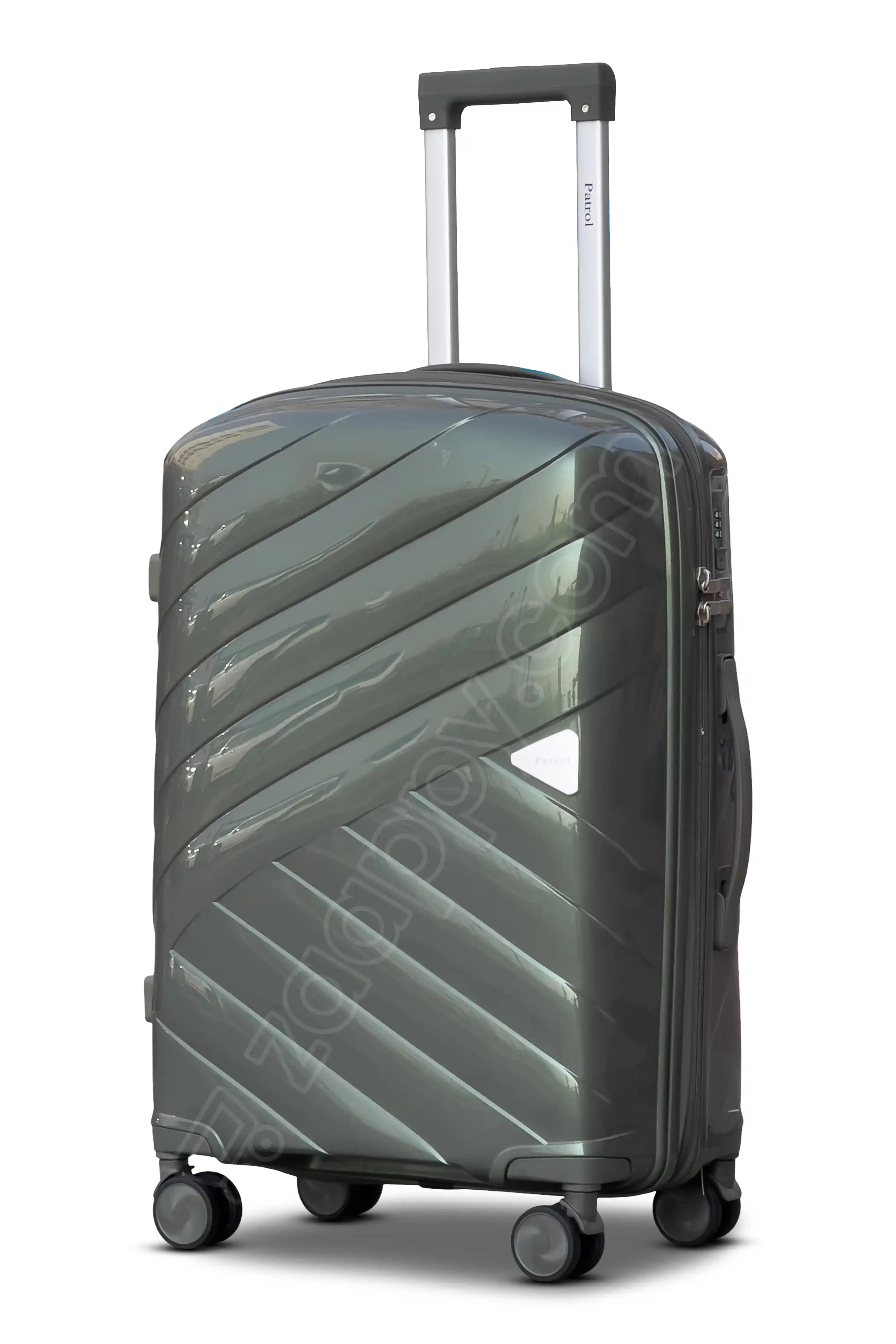 24 Inch Aqualite Glossy PP Unbreakable Hard Shell Medium Checked Luggage with Spinner Wheels
