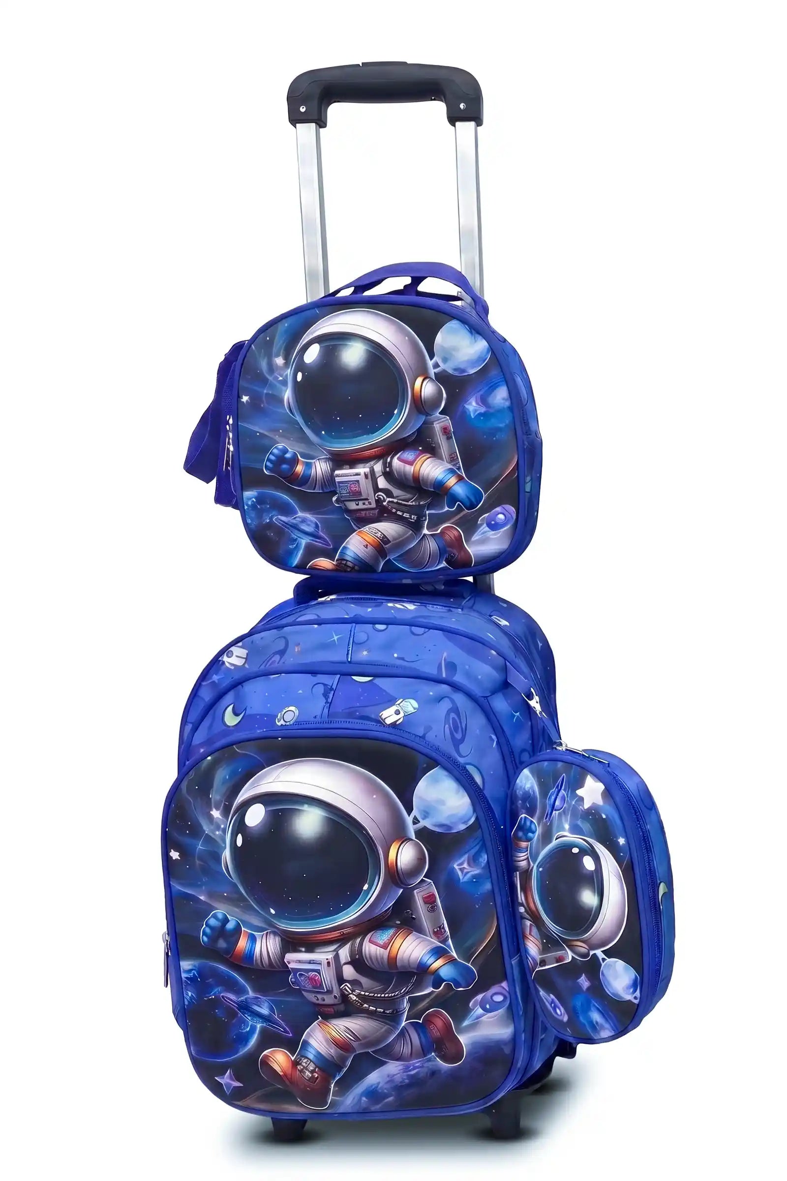 Astro Wheeled 3 Pcs Set School Bag, Lightweight With Multiple Compartments And Adjustable Padded Straps