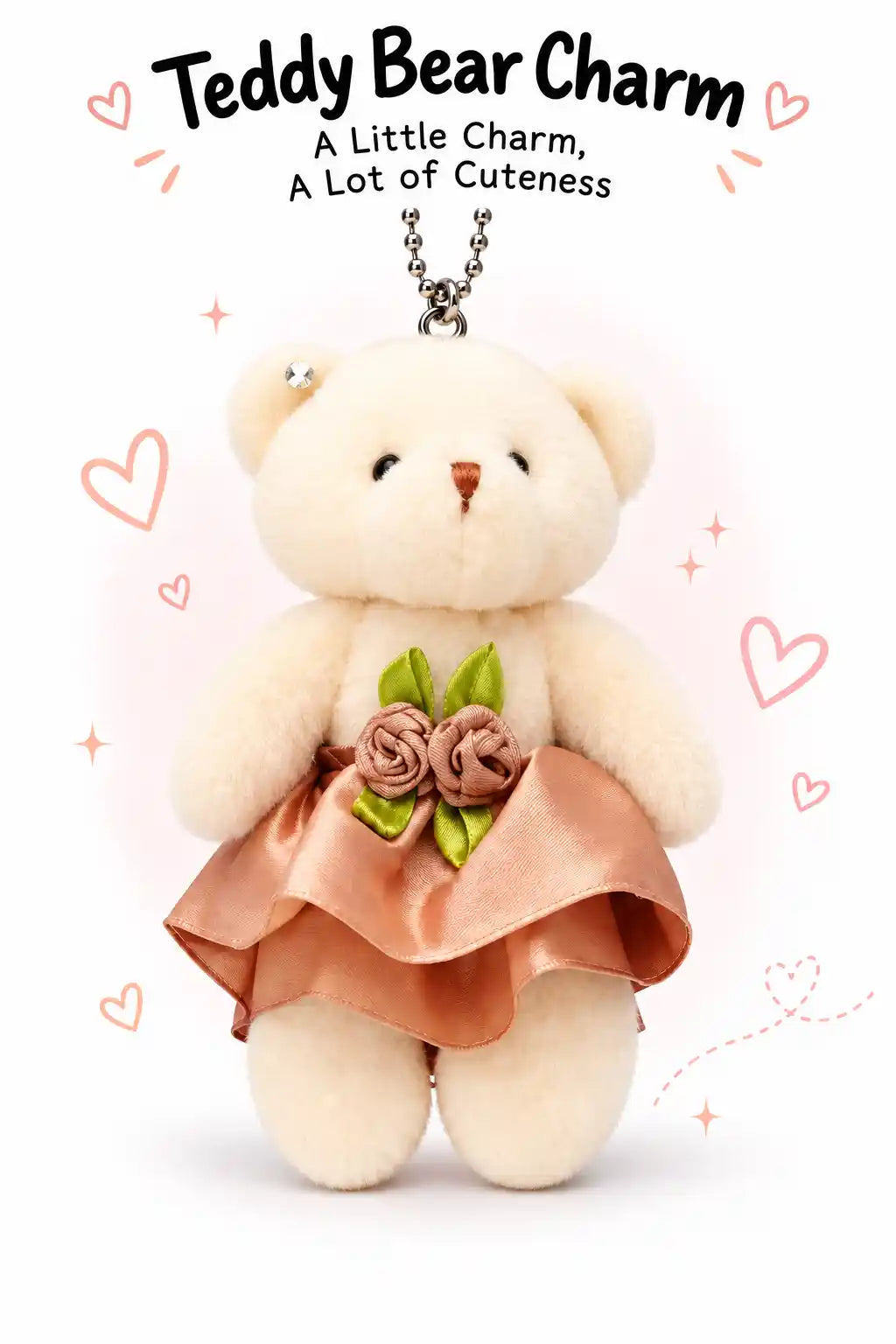 Stylish Ladies Bag, Bear Pendant Tote Shoulder Bag with Cute Teddy Charm
