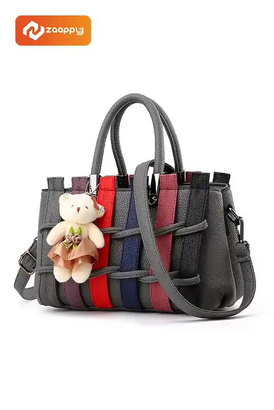 Stylish Ladies Bag, Bear Pendant Tote Shoulder Bag with Cute Teddy Charm