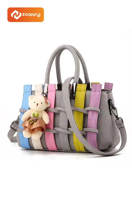 Stylish Ladies Bag, Bear Pendant Tote Shoulder Bag with Cute Teddy Charm