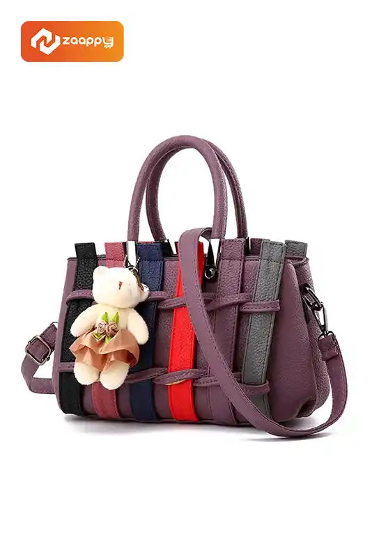 Stylish Ladies Bag, Bear Pendant Tote Shoulder Bag with Cute Teddy Charm