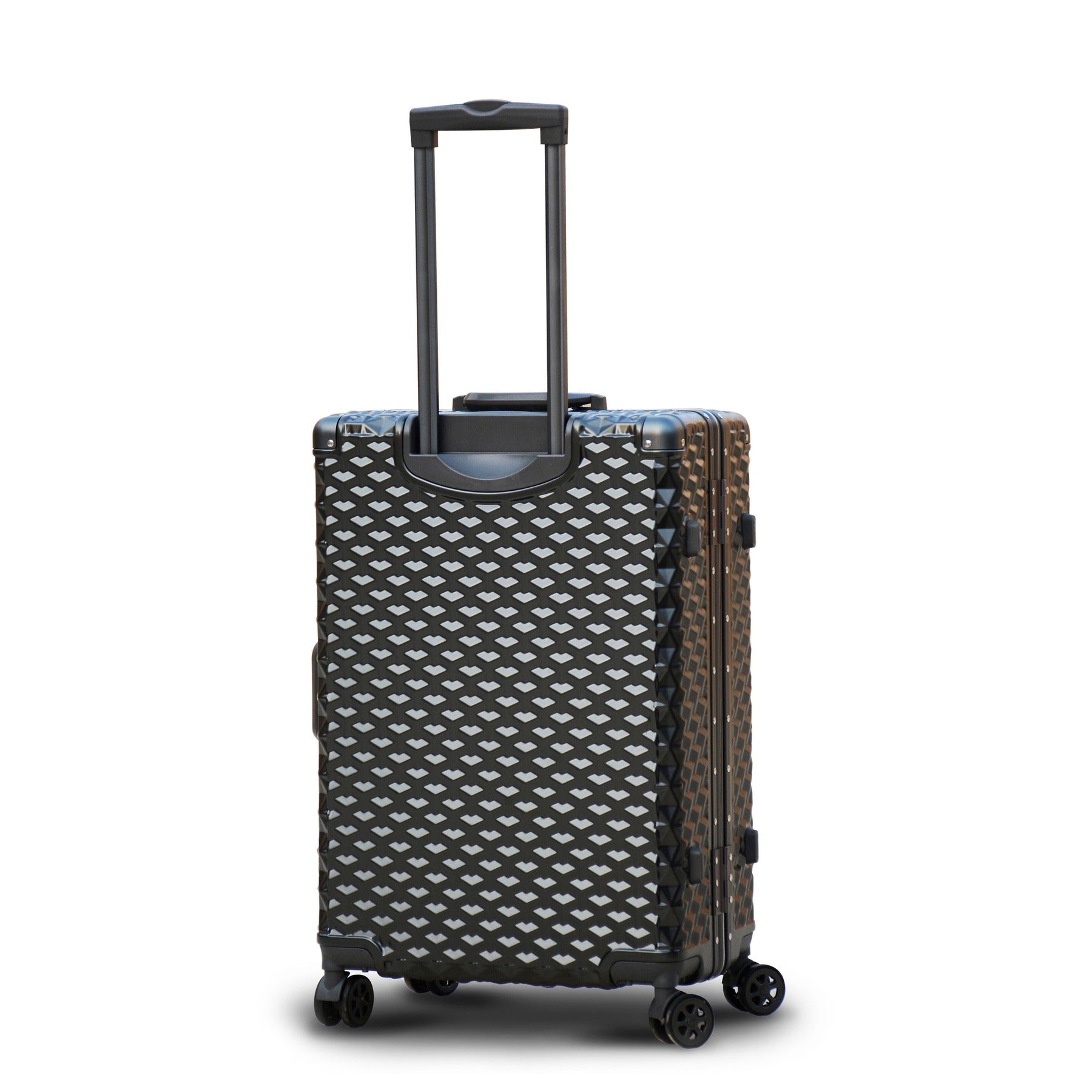 3 Piece Set 20" 24" 28 Inches Grey Aluminium Framed 3D Diamond Hard Shell Without Zipper TSA Luggage Bag