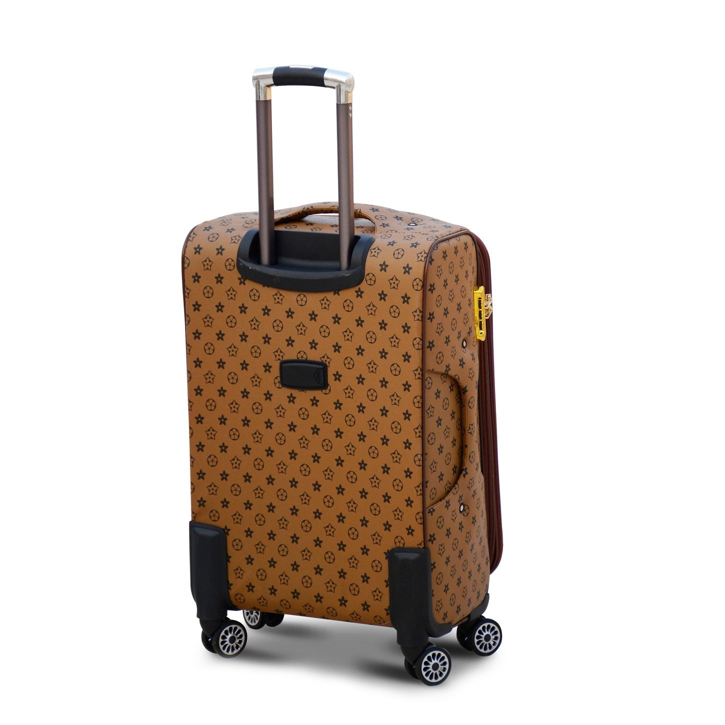 20" Light Brown Colour LVR PU Leather Luggage Lightweight Soft Material Carry On Trolley Bag with Spinner Wheel
