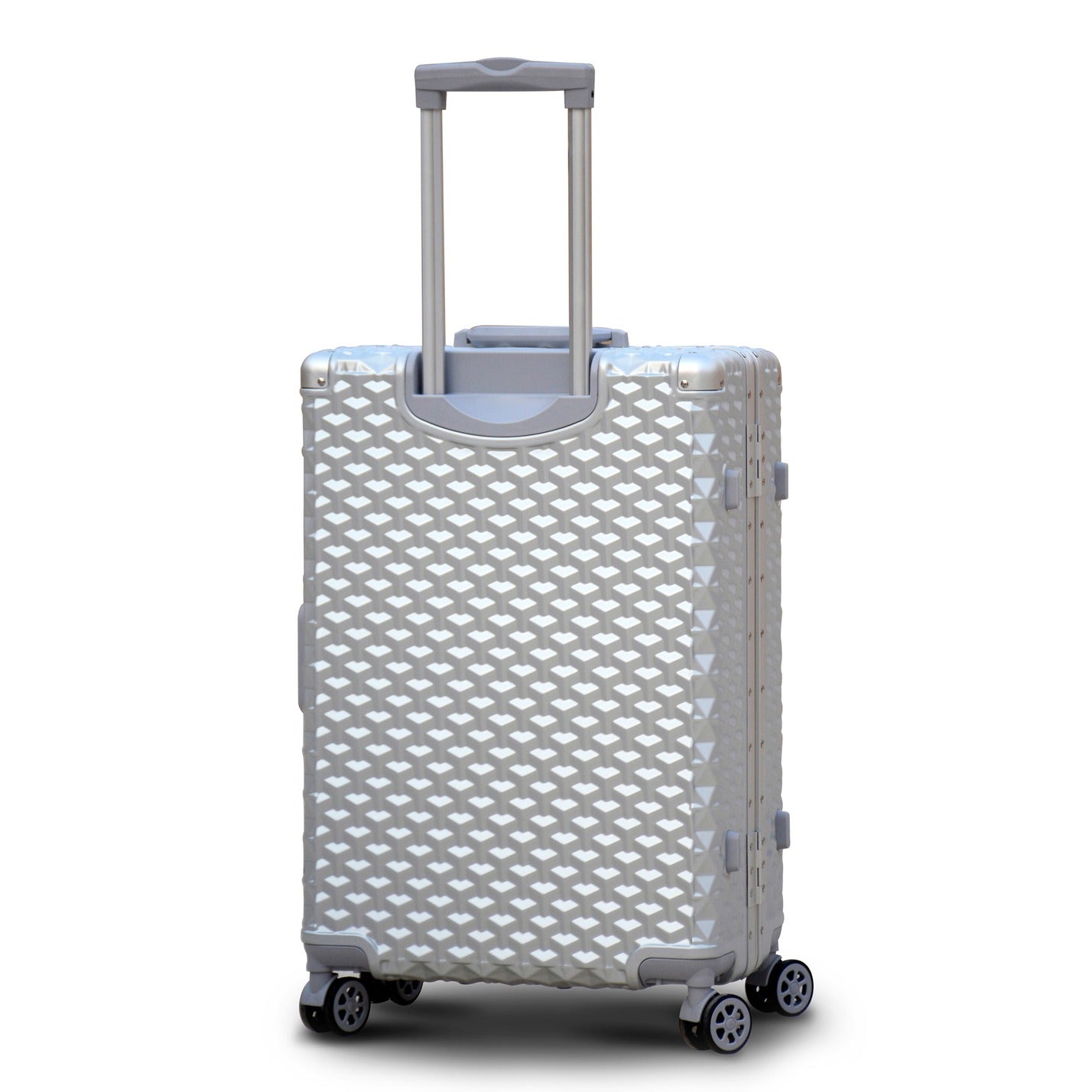 3 Piece Set 20" 24" 28 Inches Silver Colour Aluminium Framed 3D Diamond ABS Hard Shell Without Zipper Luggage Zaappy.com