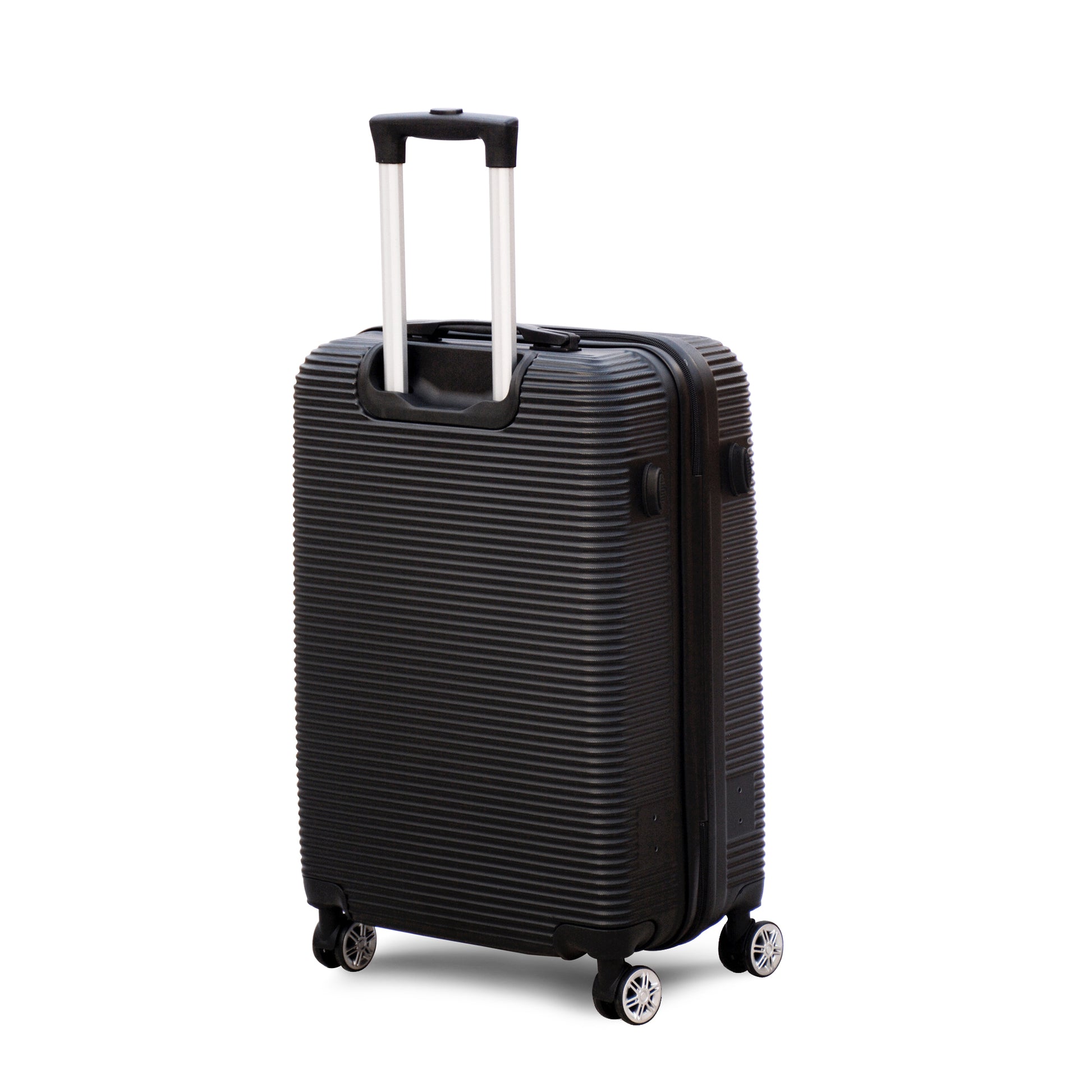 3 Piece Set 20" 24" 28 Inches Black Colour JIAN ABS Line Luggage lightweight Hard Case Trolley Bag With Spinner Wheel Zaappy.com