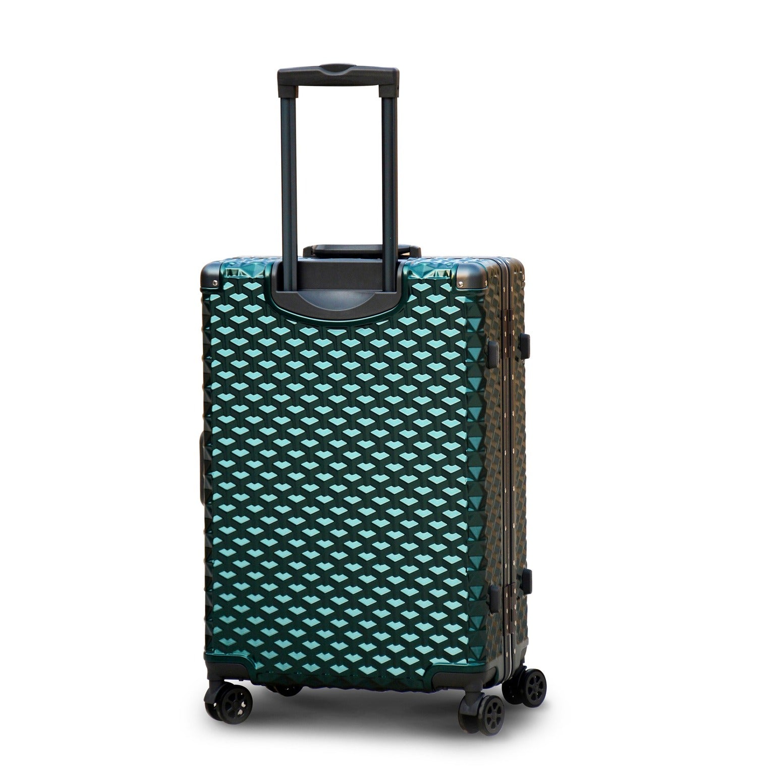 3 Piece Set 20" 24" 28 Inches Green Aluminium Framed 3D Diamond Hard Shell Without Zipper TSA Luggage