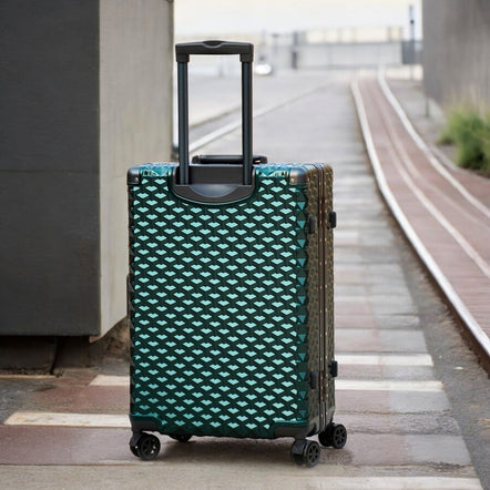 20" Green Aluminium Framed 3D Diamond Hard Shell Without Zipper Carry On TSA Luggage Bag