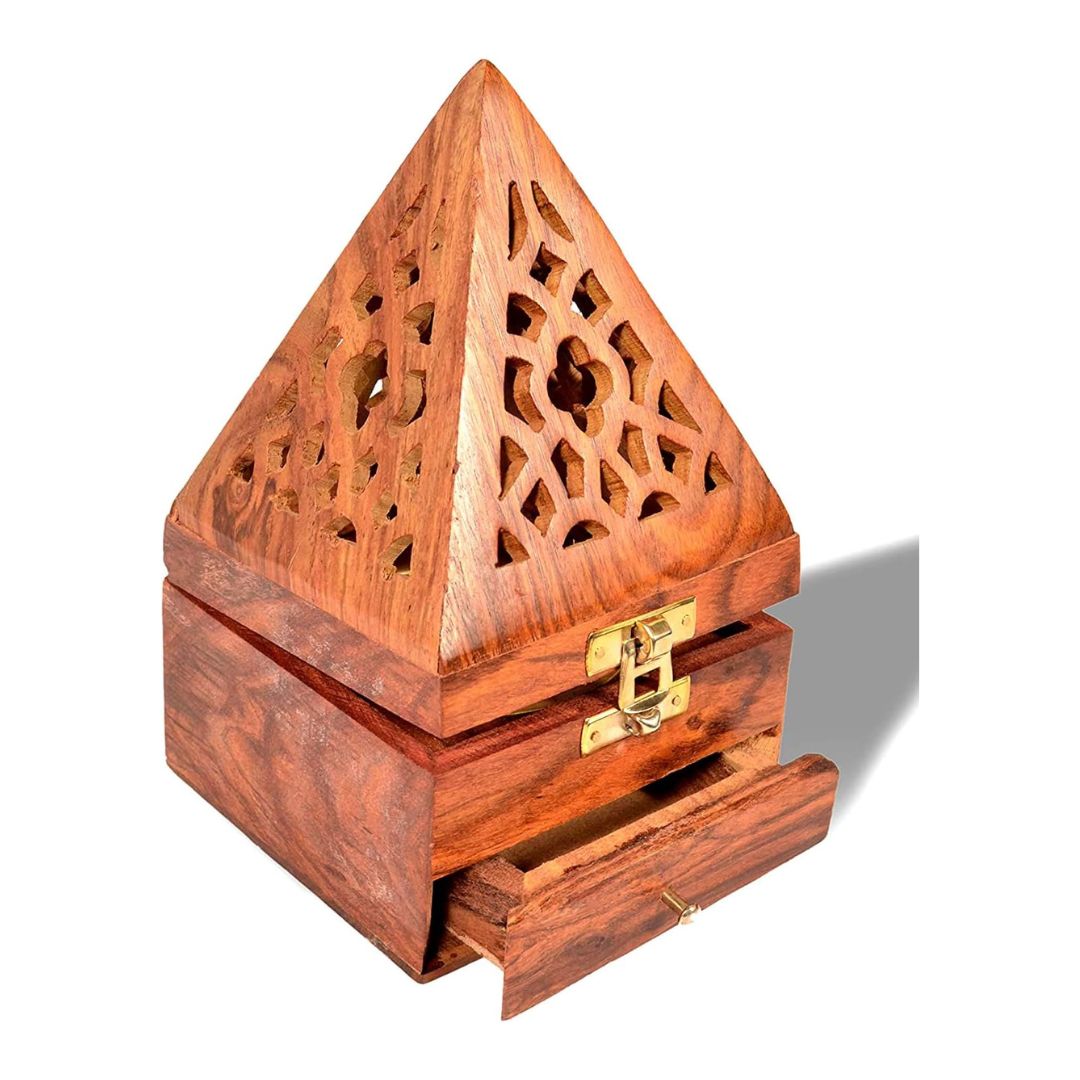 Wooden Bakhoor Pyramid Shape For Home Fragrance Medium Size