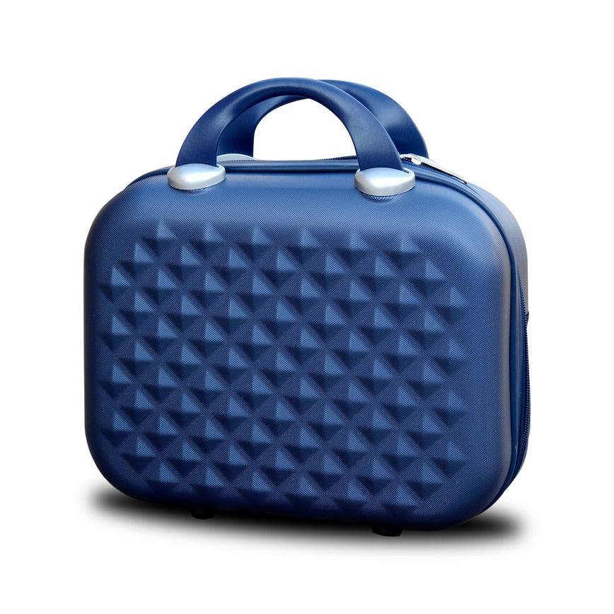 Diamond Cut ABS Beauty Case Blue Colour Lightweight Cosmetics Bag Zaappy.com