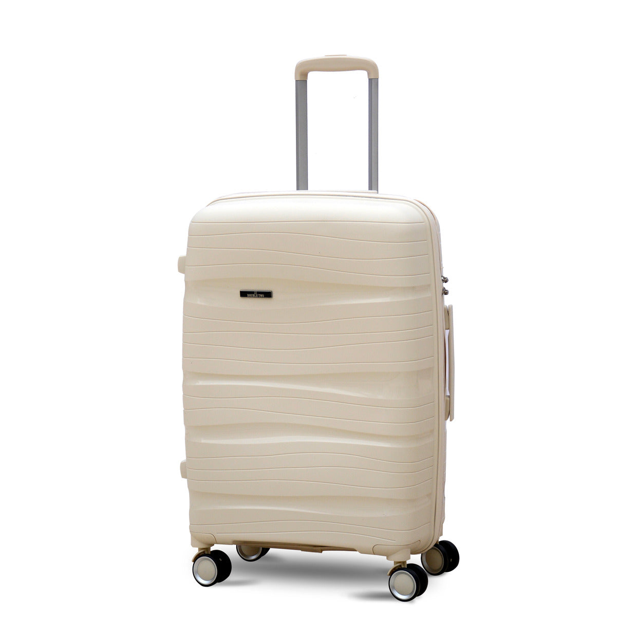20" Beige Colour Royal PP Luggage Lightweight Hard Case Carry On Trolley Bag With Double Spinner Wheel Zaappy.com