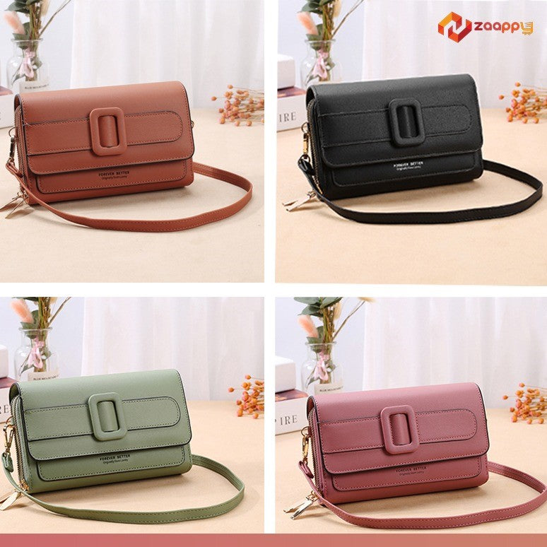 Forever Young Double Zipper Belt Buckle Sling Bag For Women | Shoulder Bag