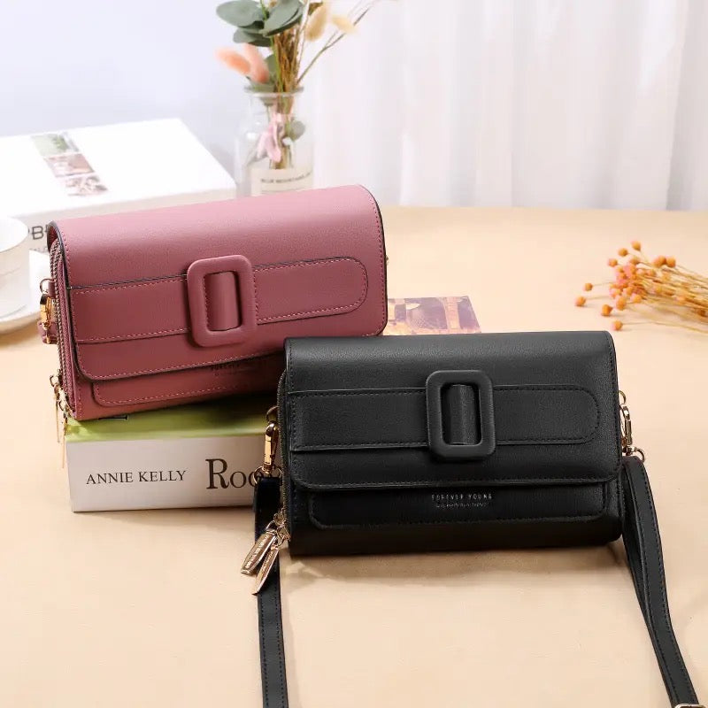 Forever Young Double Zipper Belt Buckle Sling Bag For Women | Shoulder Bag