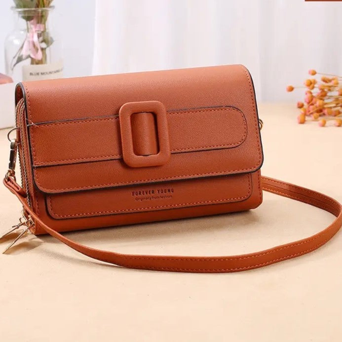 Forever Young Double Zipper Belt Buckle Sling Bag For Women | Shoulder Bag