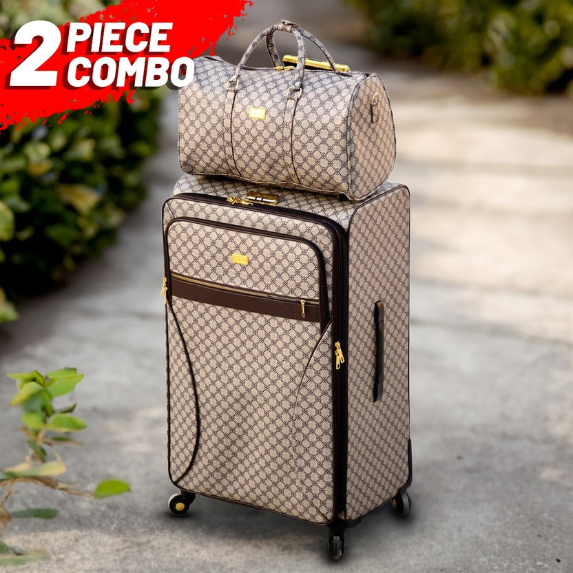 32" VL PU Leather Soft Material Spinner Wheel Luggage Bag With Beauty Case Combo Set