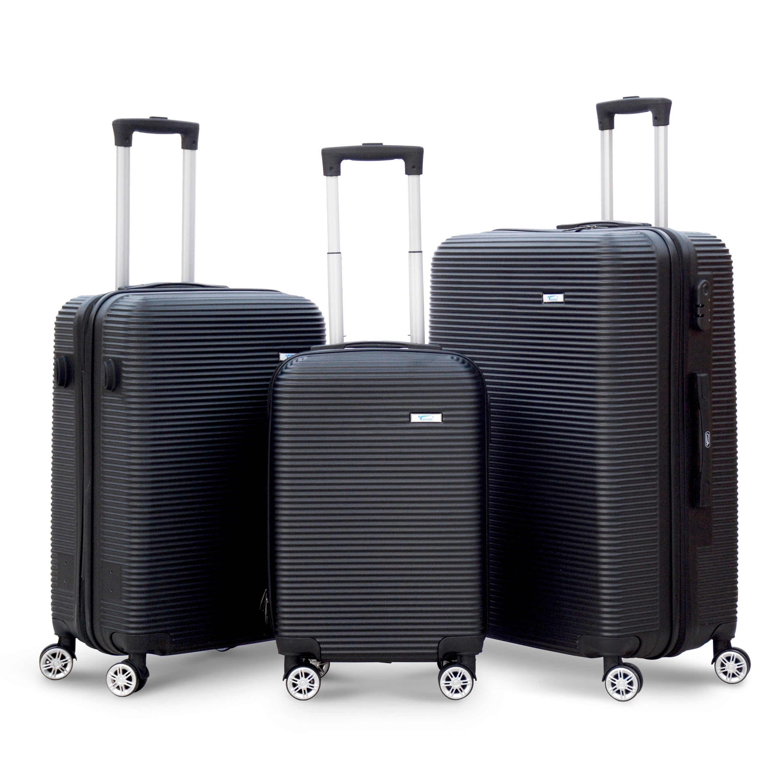 3 Piece Set 20" 24" 28 Inches Black Colour JIAN ABS Line Luggage lightweight Hard Case Trolley Bag With Spinner Wheel