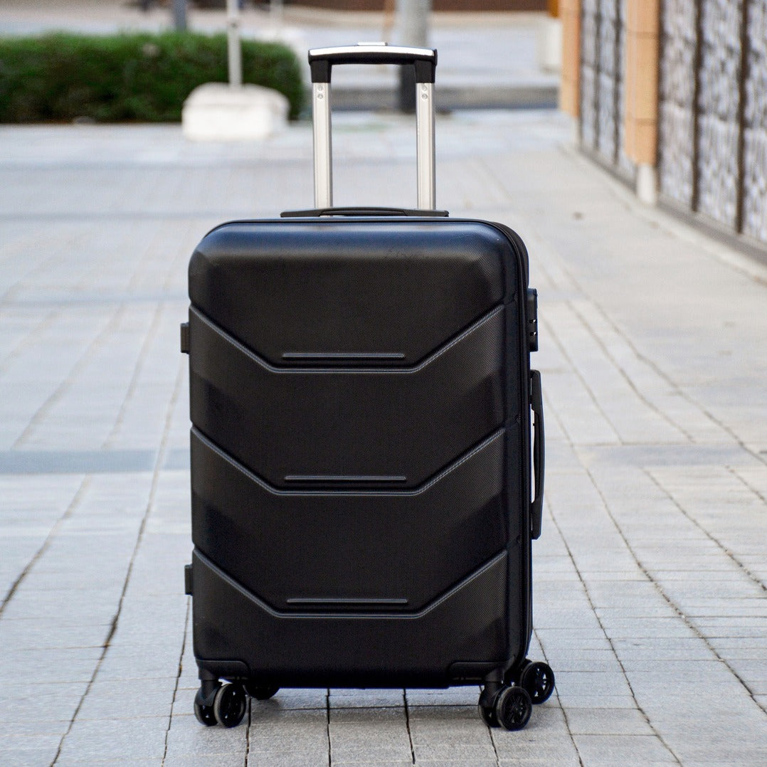 20" Black Colour JIAN ABS 1004 Luggage Lightweight Hard Case Carry On Trolley Bag With Spinner Wheel Zaappy.com