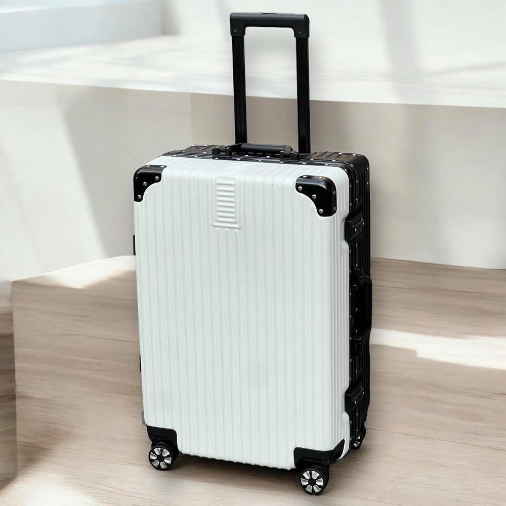 24 Inch Silver Aluminium Framed Hard Shell Without Zipper TSA Luggage Bag with Spinner Wheel
