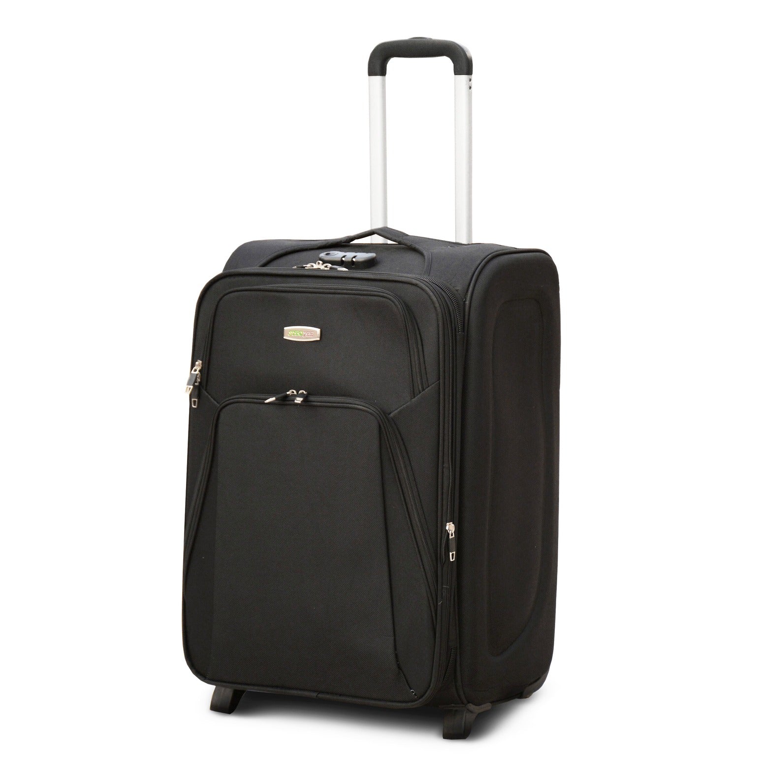 20" Black Colour SJ JIAN 2 Wheel Luggage Lightweight Soft Material Carry On Trolley Bag Zaappy.com