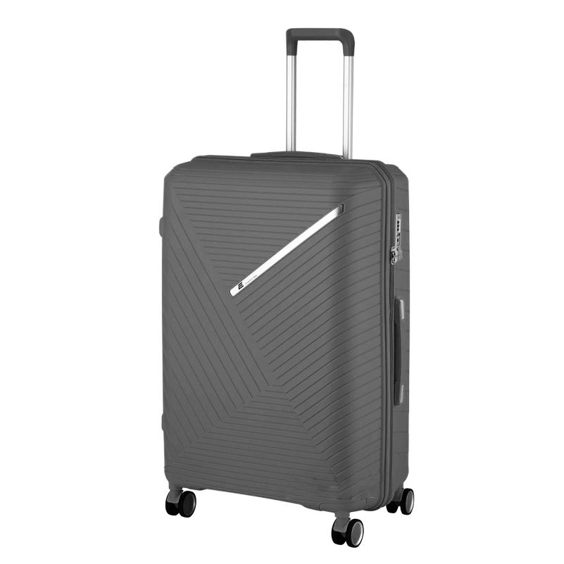 3 Piece Full Set 20" 24" 28 Inches Black Colour Advanced PP Luggage lightweight Hard Case Trolley Bag With Double Spinner Wheel Zaappy.com