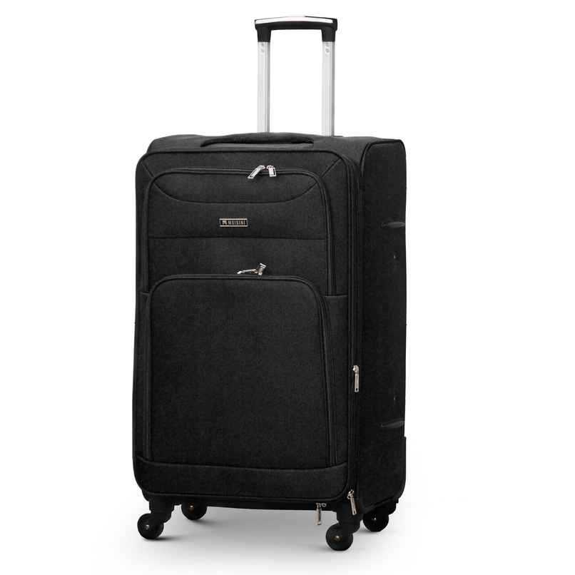 4 Piece Full Set 20" 24" 28" 32 Inches Black Colour LP 4 Wheel 0169 Lightweight Soft Material Luggage Bag