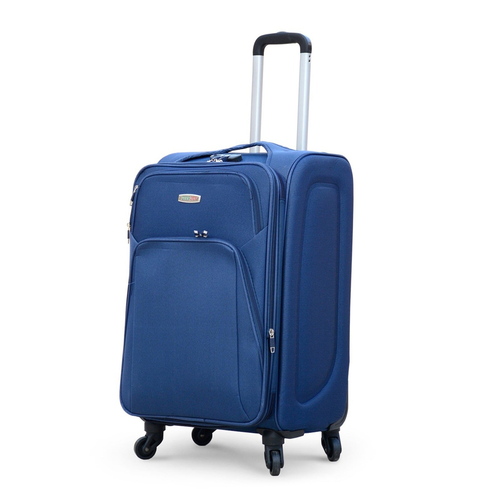 28" Blue Colour SJ JIAN 4 Wheel Luggage Lightweight Soft Material Trolley Bag