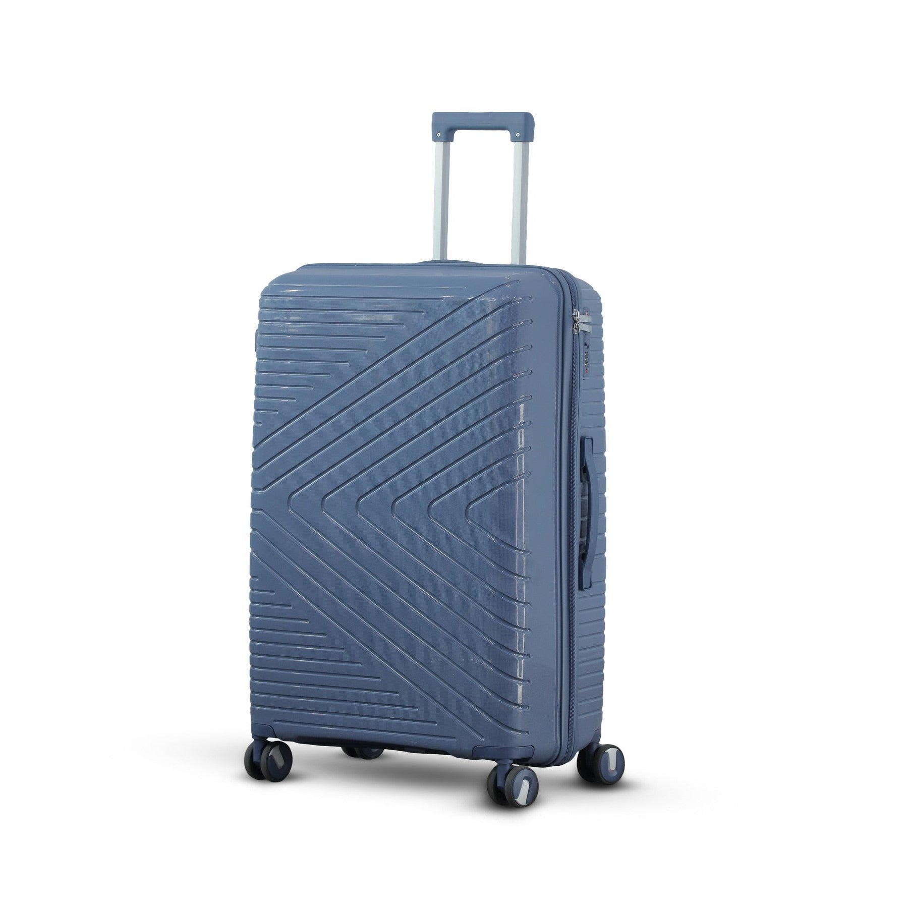 3 Piece Set 20" 24" 28 Inches Blue Crossline PP Unbreakable Luggage Bag With Double Spinner Wheel