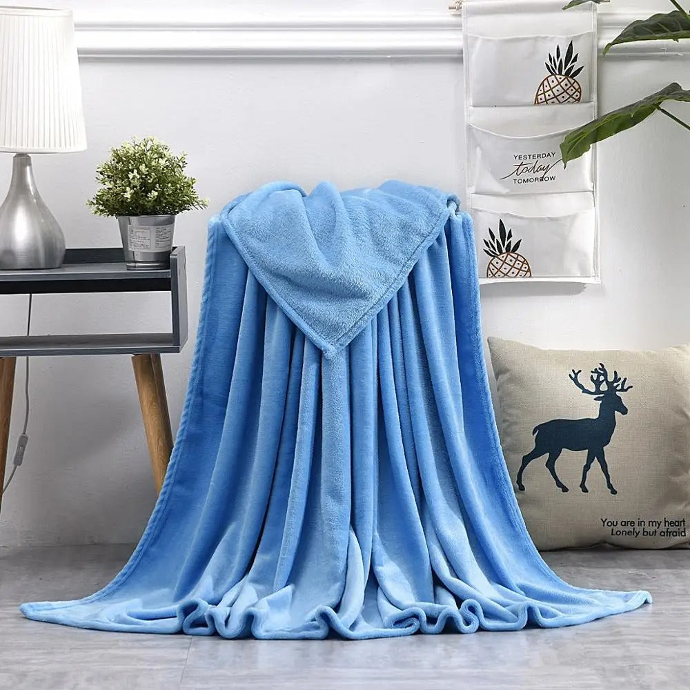 Tamilon Solid Flannel Travel Blanket Single Size 150 x 200cm