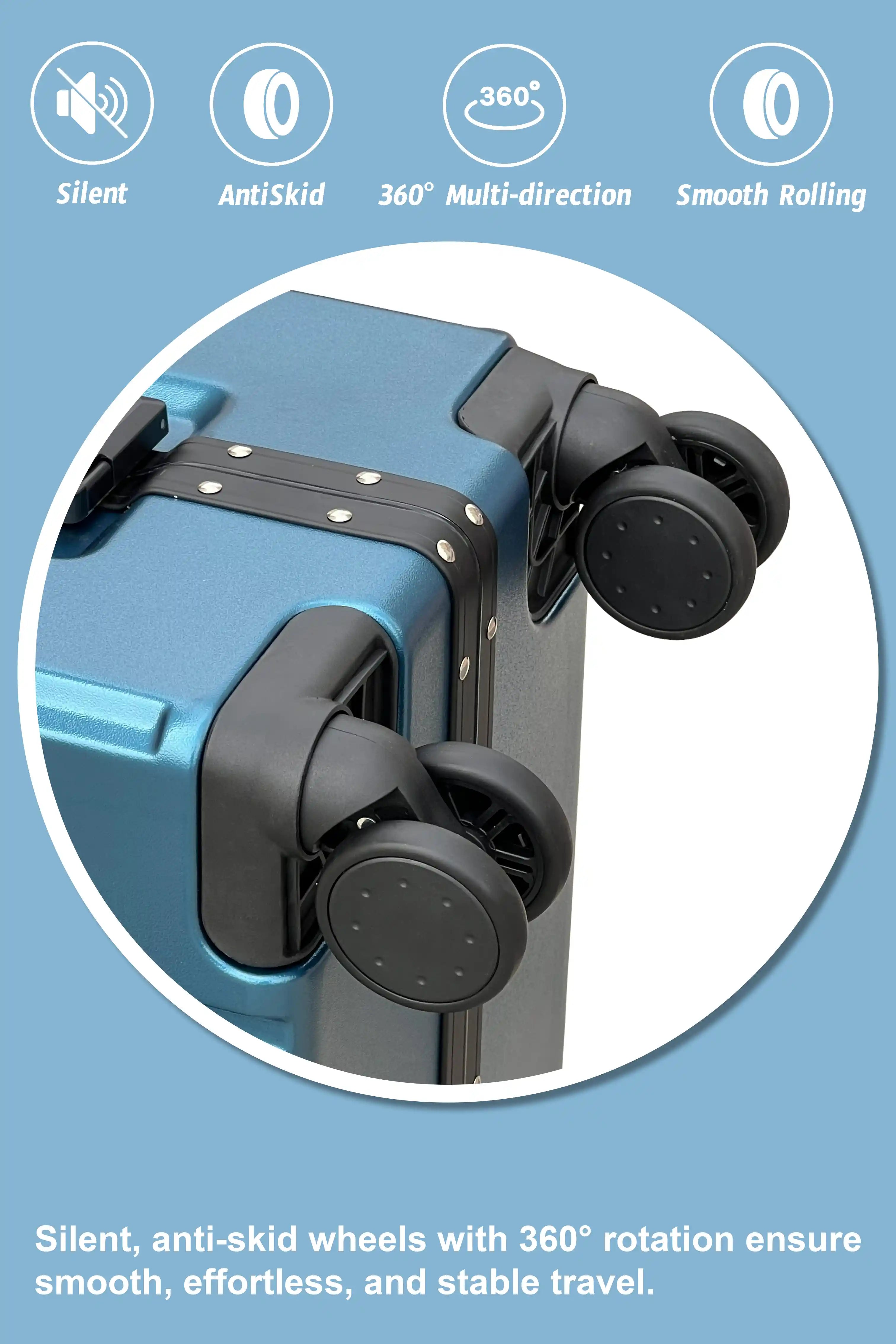 Bold Aluminium Frame 2 Pcs Set Cabin Size 20 Inch [7-10 Kg] and Checked In 24 Inch [20-25 Kg] Luggage With TSA Lock and Travel Hook