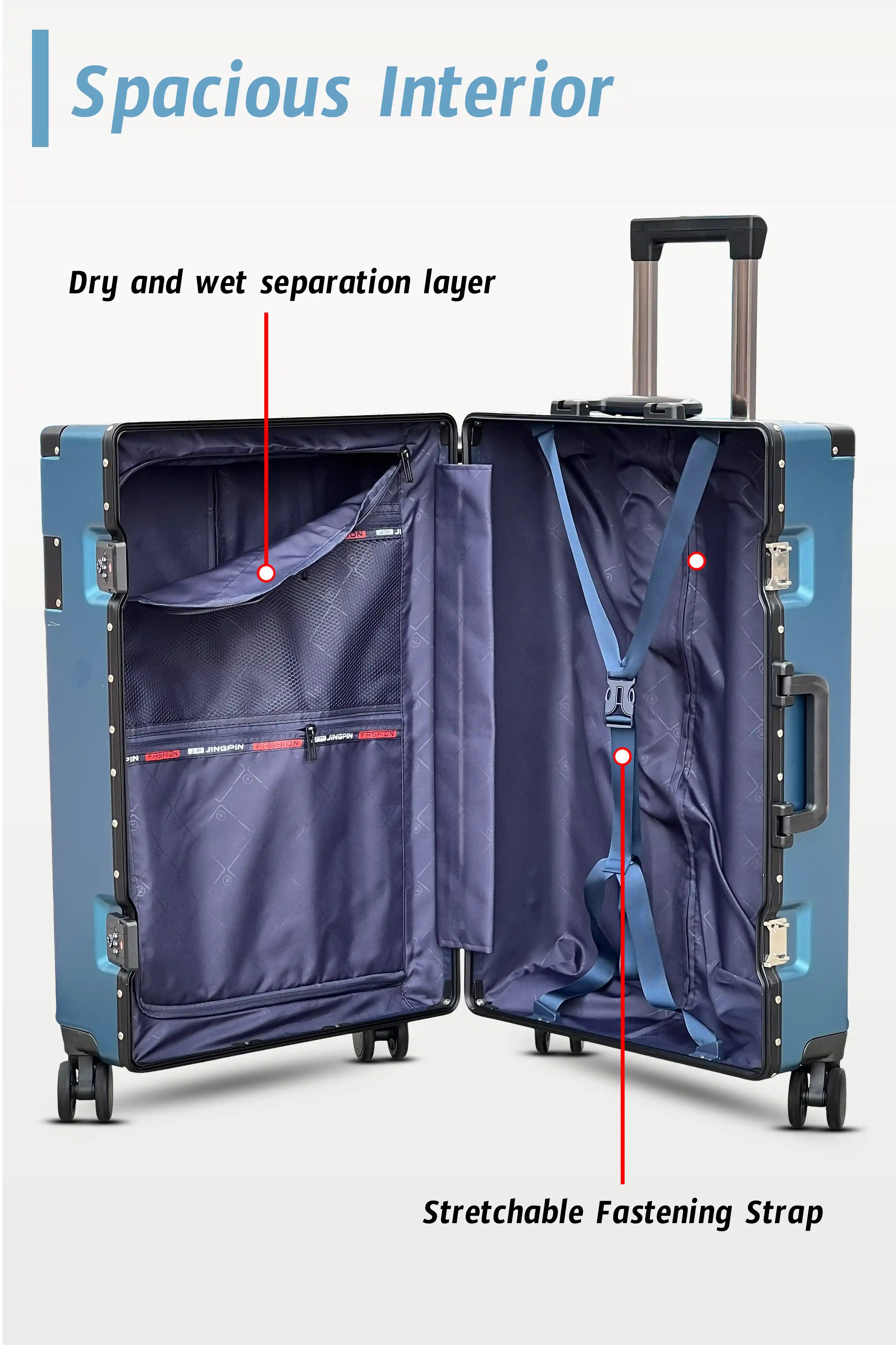 Bold Aluminium Frame 2 Pcs Set Cabin Size 20 Inch [7-10 Kg] and Checked In 24 Inch [20-25 Kg] Luggage With TSA Lock and Travel Hook