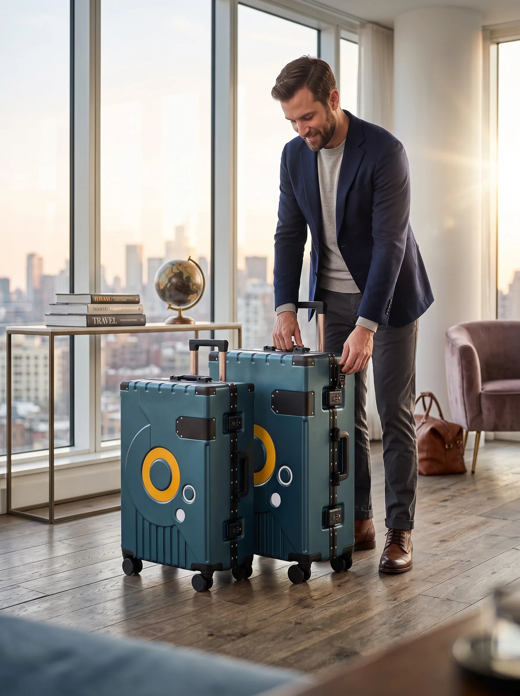 Bold Aluminium Frame 2 Pcs Set Cabin Size 20 Inch [7-10 Kg] and Checked In 24 Inch [20-25 Kg] Luggage With TSA Lock and Travel Hook
