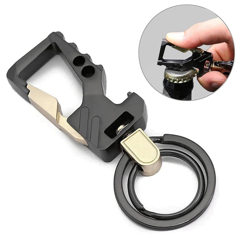 Multifunctional Bottle Opener Keychain With Double Key Ring Hook