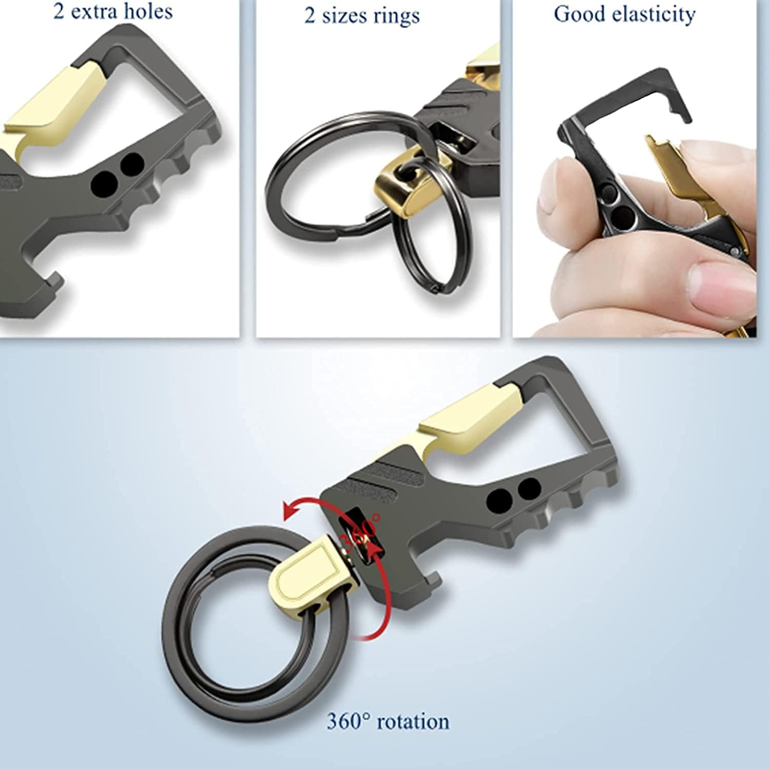 Multifunctional Bottle Opener Keychain With Double Key Ring Hook