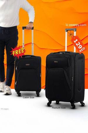 Buy 1 Get 1 Free | Medium Size 24 Inch Soft Material 4 Wheel Luggage Bag | Cabin Size FREE | 20-25 Kg Capacity