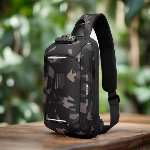 Anti-Theft Men's Camouflage Chest Bag With USB Charging Port | Waterproof Travel Bag