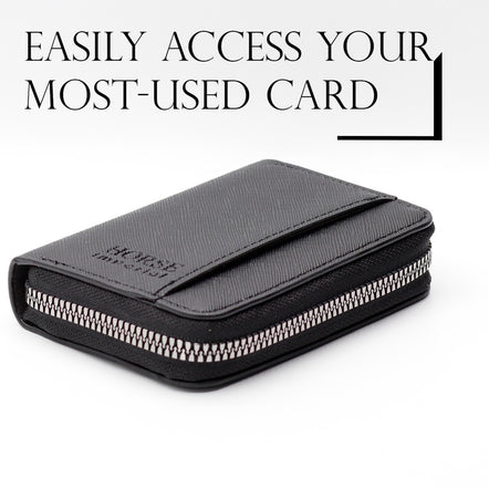 Small PU Leather Credit Card Holder Wallet | Multi Card Case Zipper Coin Purse