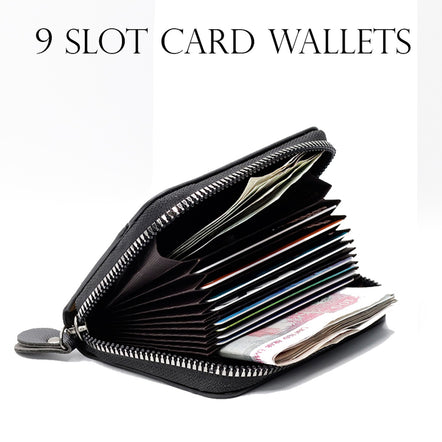 Small PU Leather Credit Card Holder Wallet | Multi Card Case Zipper Coin Purse