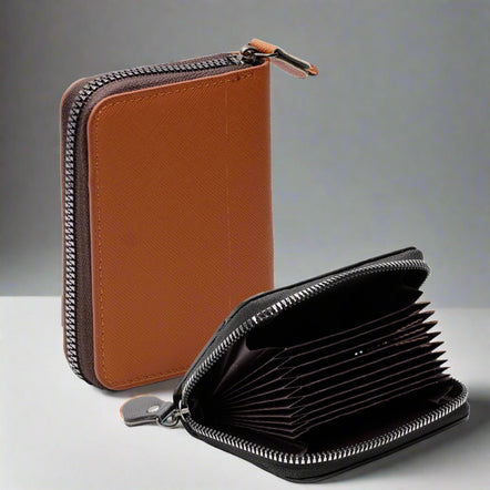 Small PU Leather Credit Card Holder Wallet | Multi Card Case Zipper Coin Purse