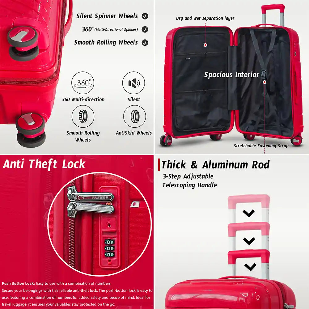 Medium Size 24 Inch Luggage Bag Unbreakable Ceramic PP | Backpack Combo