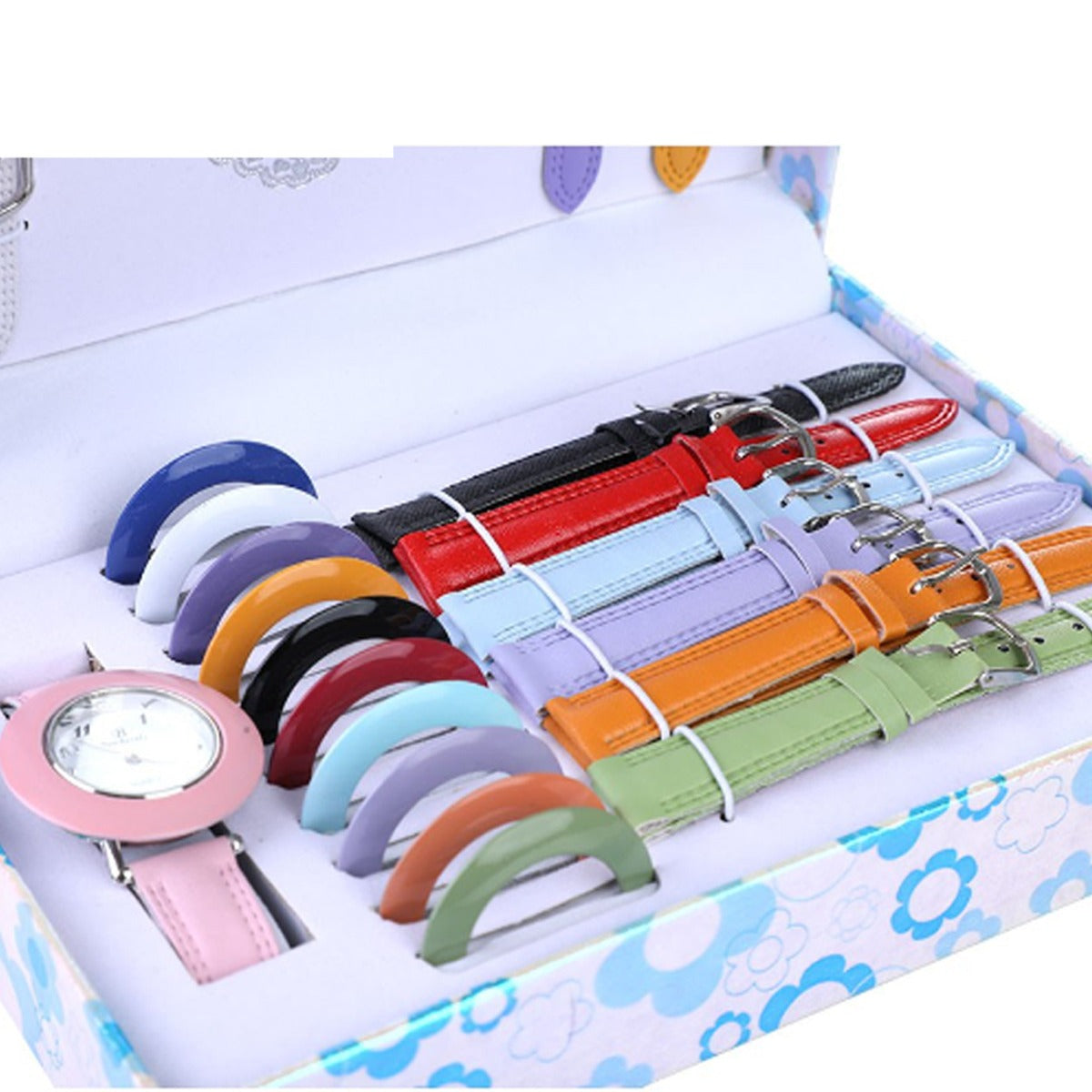 Stylish Multi-Colour Interchangeable Leather Women's Analog Wrist Watch | Replaceable Strap Zaappy.com