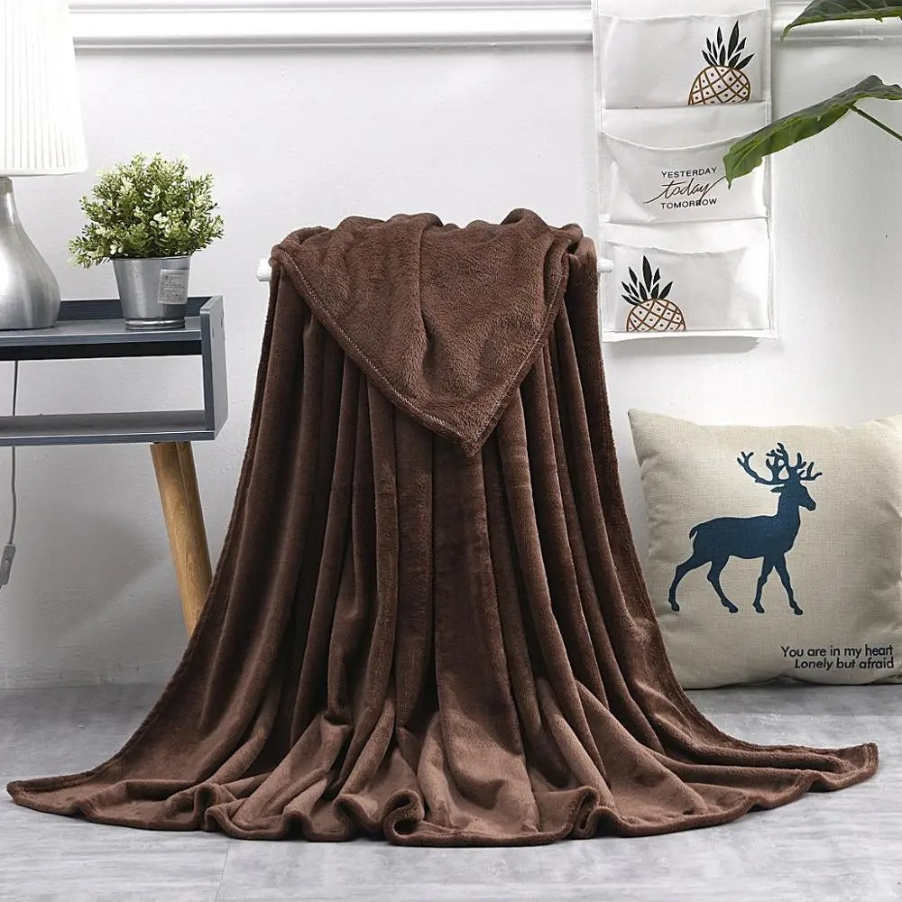 Tamilon Solid Flannel Blanket Single Size 150 x 200cm Zaappy