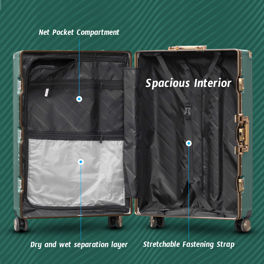 Corner Guard Aluminum Luggage | TSA-Approved Locks, Durable & Stylish Travel Companion | 3 Pcs Set 20" 24" 28" Inches