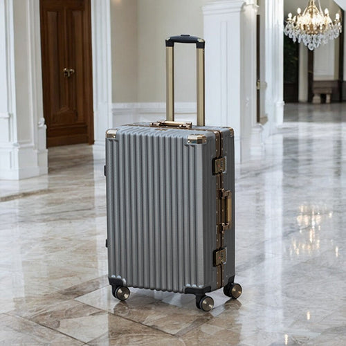 3 Pcs Set 20" 24" 28" Inches Dark Gray Aluminum Framed Luggage with Corner Guards | TSA-Approved Carry-On, Durable & Stylish Travel Companion