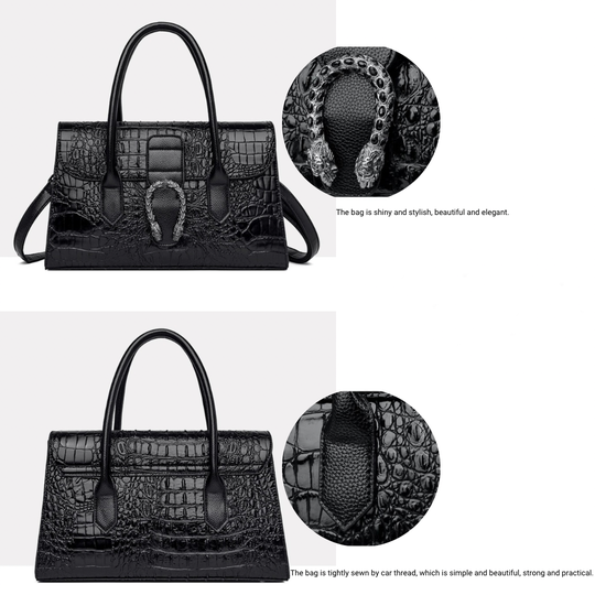 Crocodile Skin Pattern Classy Crossbody Shoulder Bag For Women | Top Handle Satchel Handbag