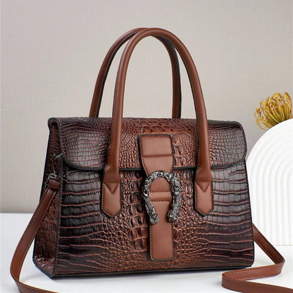 Crocodile Skin Pattern Classy Crossbody Shoulder Bag For Women | Top Handle Satchel Handbag