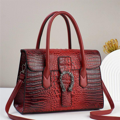 Crocodile Skin Pattern Classy Crossbody Shoulder Bag For Women | Top Handle Satchel Handbag