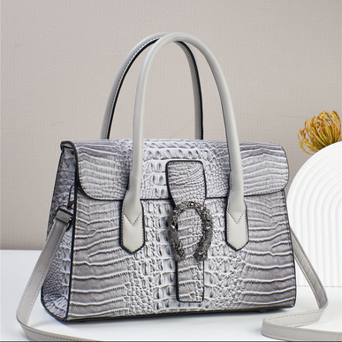 Crocodile Skin Pattern Classy Crossbody Shoulder Bag For Women | Top Handle Satchel Handbag