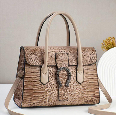 Crocodile Skin Pattern Classy Crossbody Shoulder Bag For Women | Top Handle Satchel Handbag