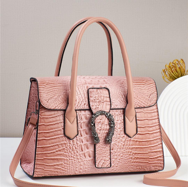 Crocodile Skin Pattern Classy Crossbody Shoulder Bag For Women | Top Handle Satchel Handbag