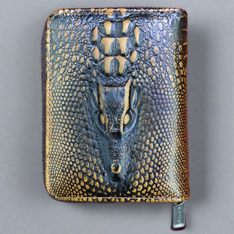 Genuine Leather Crocodile Pattern Men's Wallet | Bifold Zipper Card Holder Purse Zaappy